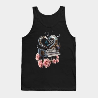 Steampunk piano with heart Tank Top